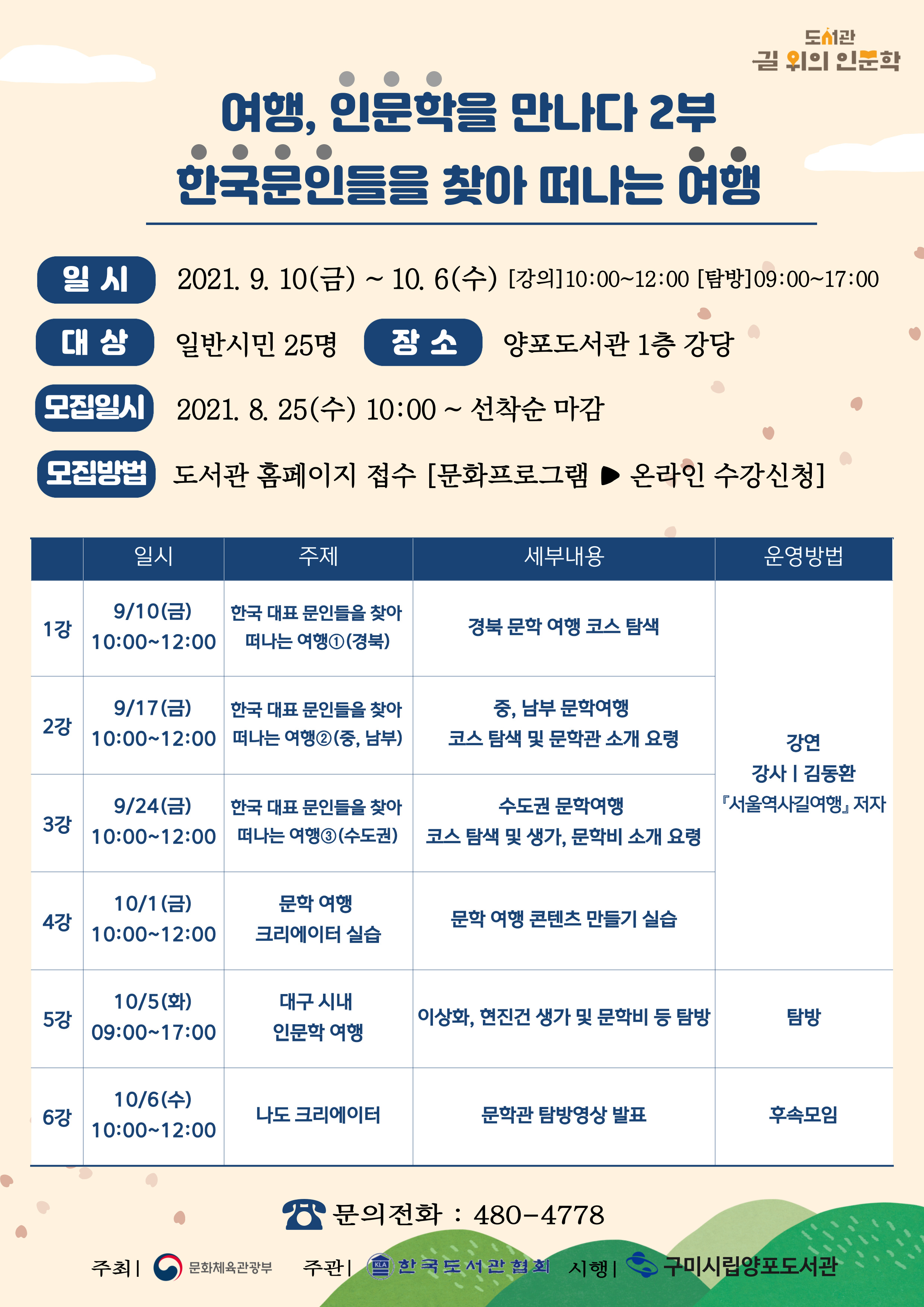 2021 도서관 길 위의 인문학 『여행, 인문학을 만나다』 2부 수강생 모집 첨부 이미지