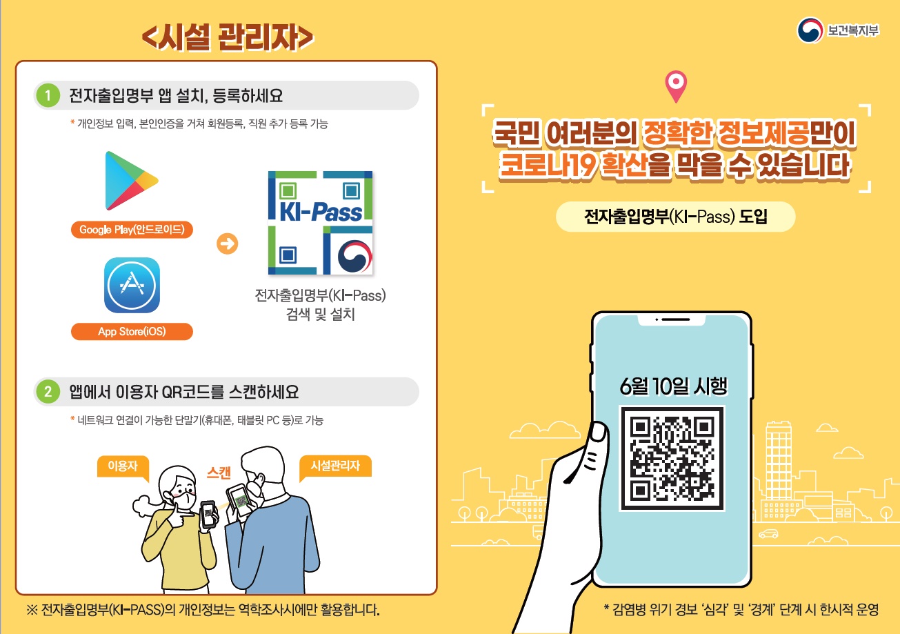 전자출입명부 (KI-pass) 도입안내 첨부 이미지
